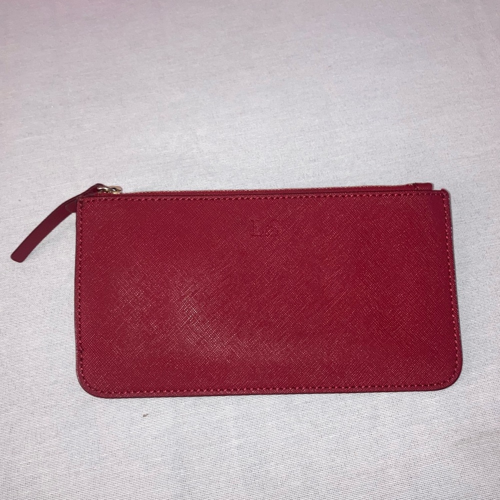 Lo & Sons Red Slim Saffiano Leather Smartphone Wristlet Wallet